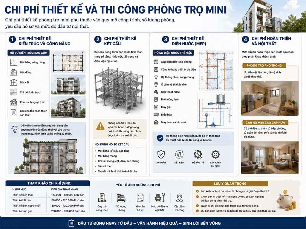 Thiết kế phòng trọ mini và căn hộ mini cho thuê 16