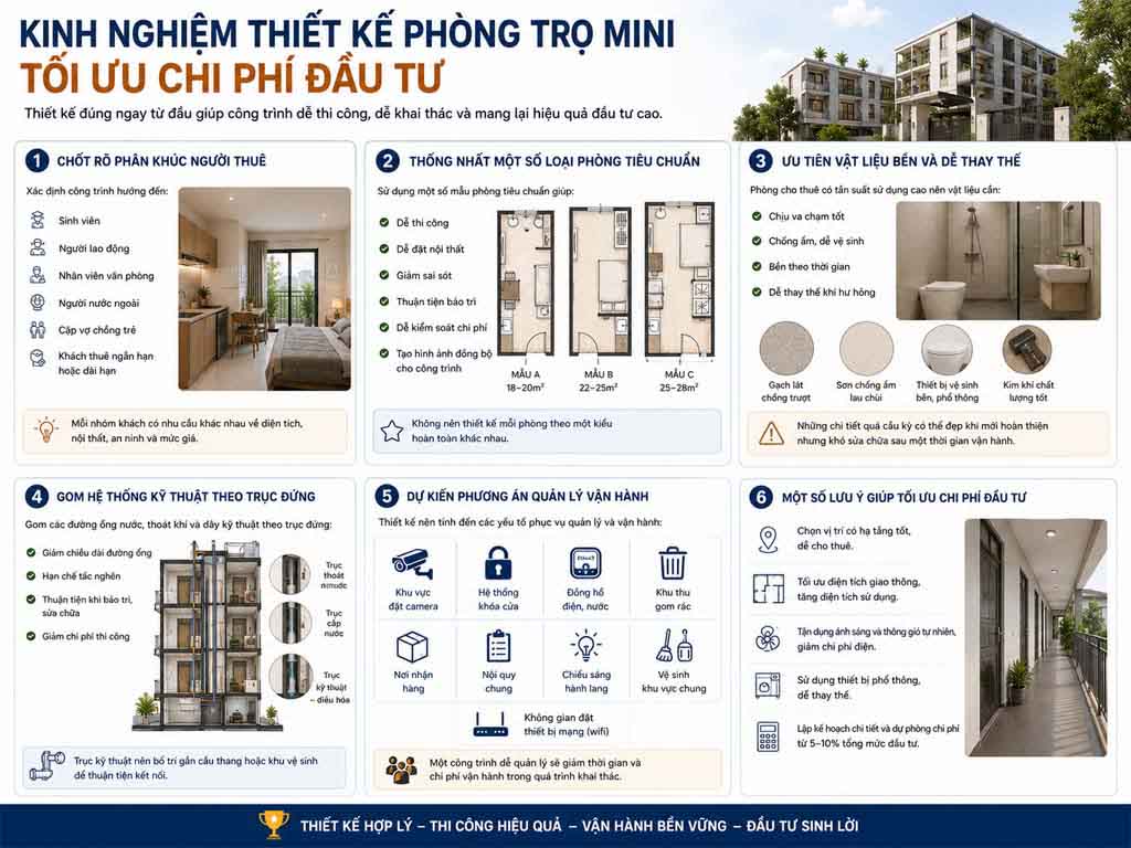 Thiết kế phòng trọ mini và căn hộ mini cho thuê 17