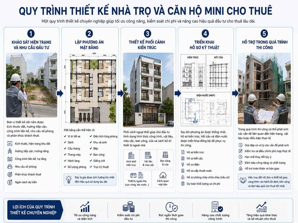 Thiết kế phòng trọ mini và căn hộ mini cho thuê 18
