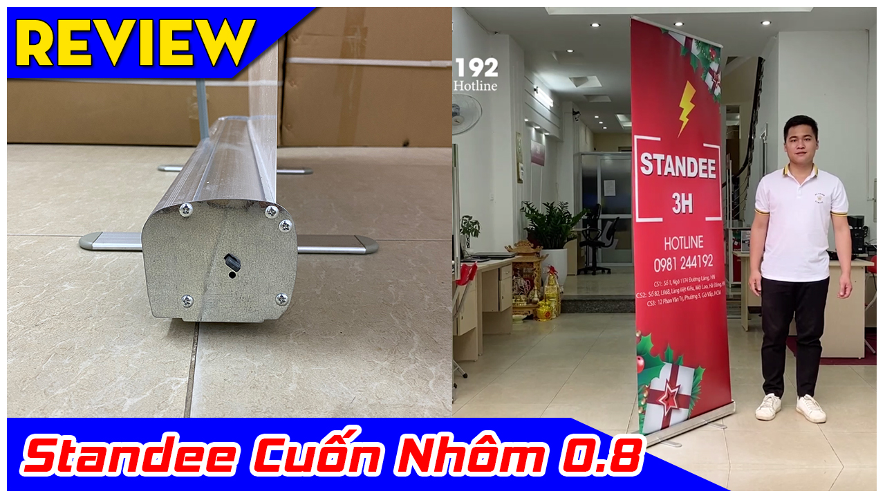 Video Standee Cuốn Nhôm Thường - Giá Cuốn Nhôm Thường