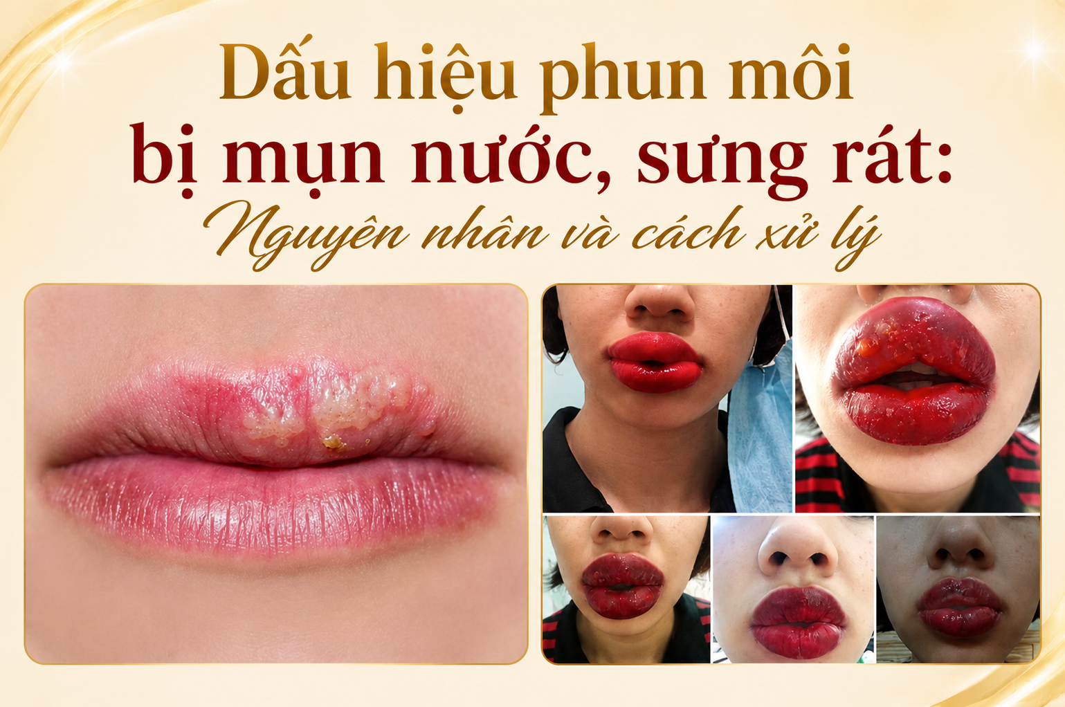 Dấu hiệu phun môi bị mụn nước, sưng rát: Nguyên nhân và cách xử lý