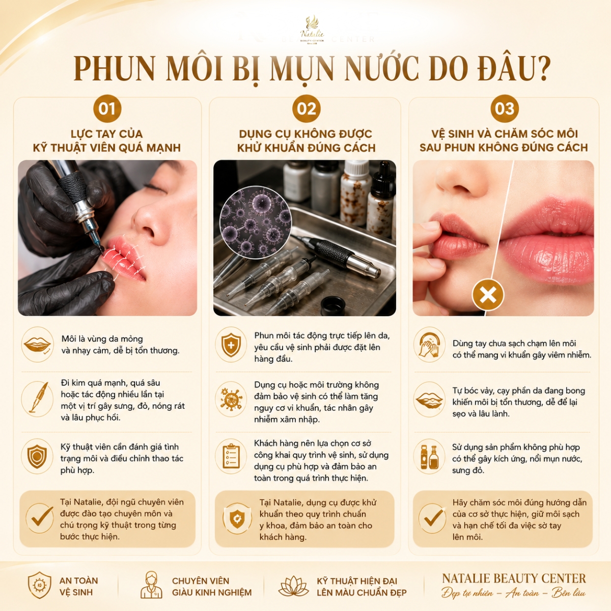 phun môi bị mụn nước do