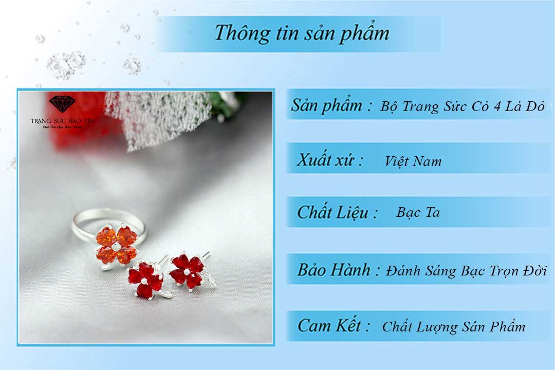 bộ trang sức bạc nữ