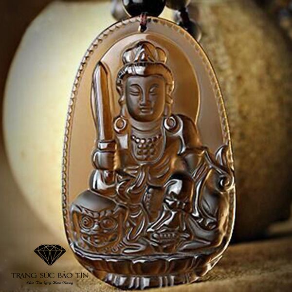 Mặt dây chuyền Phật bản Văn Thù Bồ Tát Obsidian | Trang Sức Bảo Tín Mặt Dây Chuyền Phật Bản Văn Thù Bồ Tát Obsidian | Trang Sức Bảo Tín