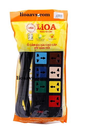 Ổ CẮM LIOA 8ĐA NĂNG 8 LỖ ,Ổ CẮM LiOA 8D52N 5m x 2 (Đen)