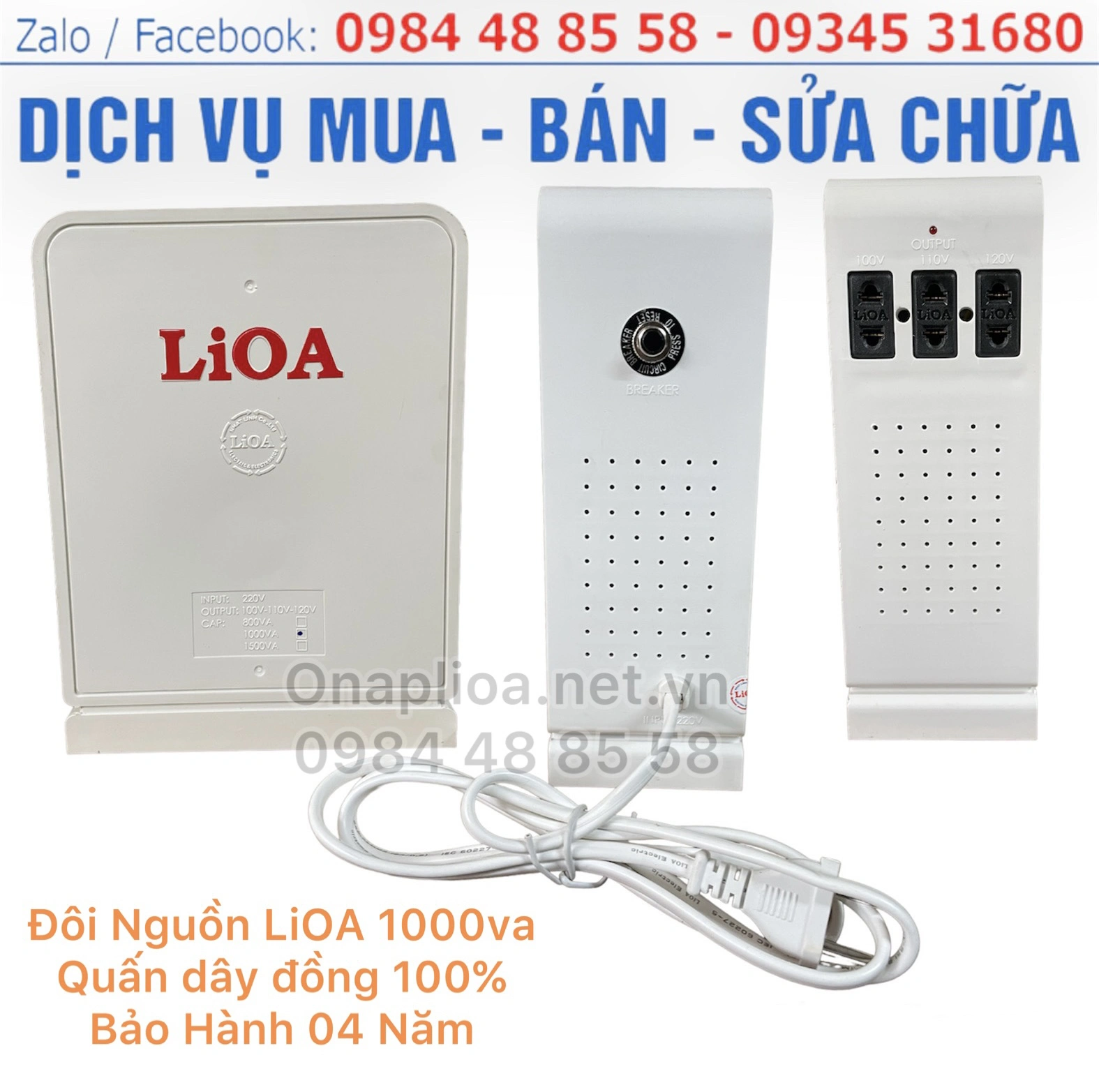 ĐỔI NGUỒN LIOA DÂY ĐỒNG CÔNG SUẤT 1500VA