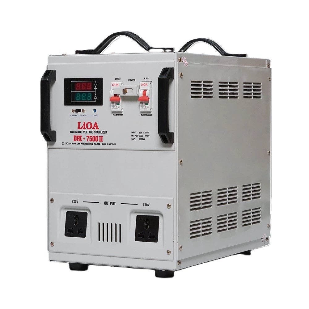 Ổn Áp LiOA 1 Pha DRI-7500II 7,5kVA 7500VA. Điện Áp Vào 90V÷250V, Điện Áp Ra 220V÷110V