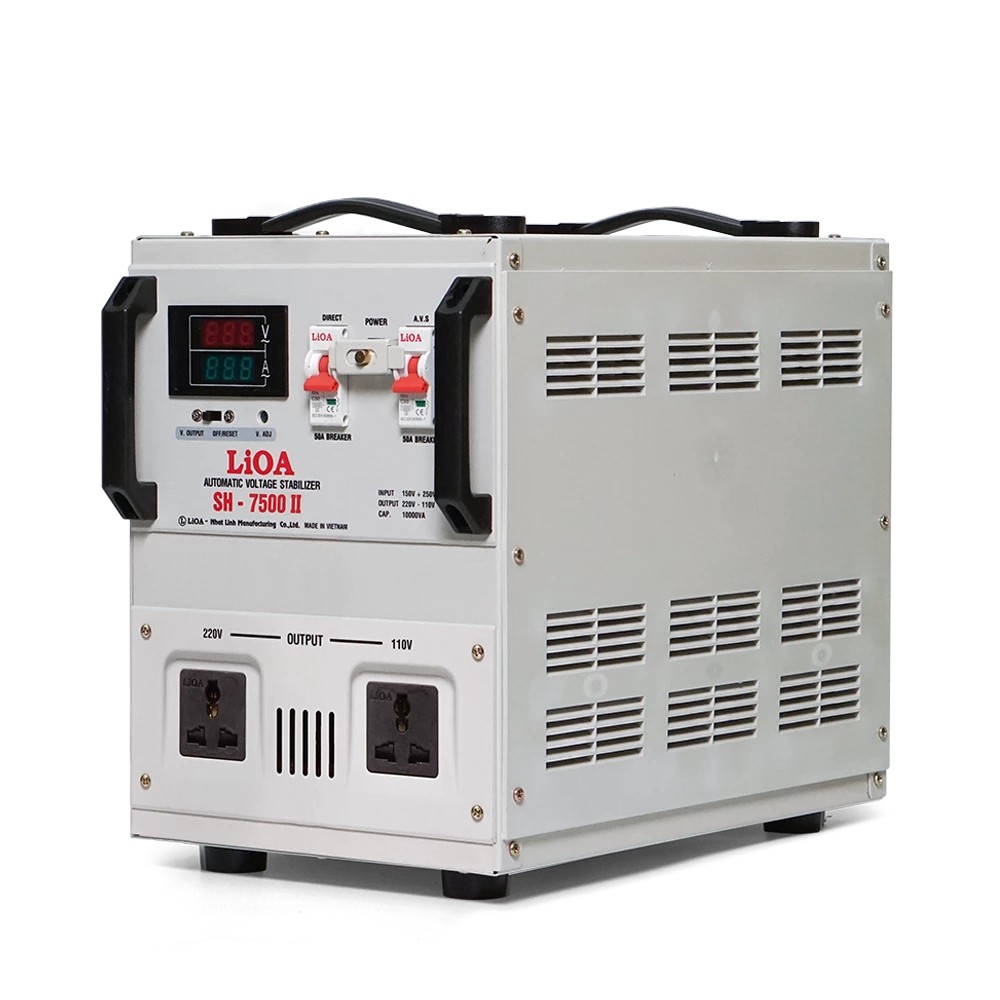 Ổn Áp LiOA 1 Pha SH-7500II 7,5kVA 7500VA. Điện Áp Vào 150V÷250V, Điện Áp Ra 220V÷110V