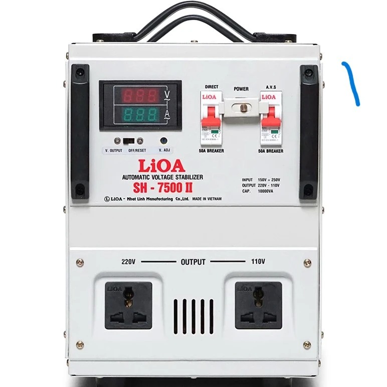 Ổn Áp LiOA 1 Pha SH-7500II 7,5kVA 7500VA. Điện Áp Vào 150V÷250V, Điện Áp Ra 220V÷110V