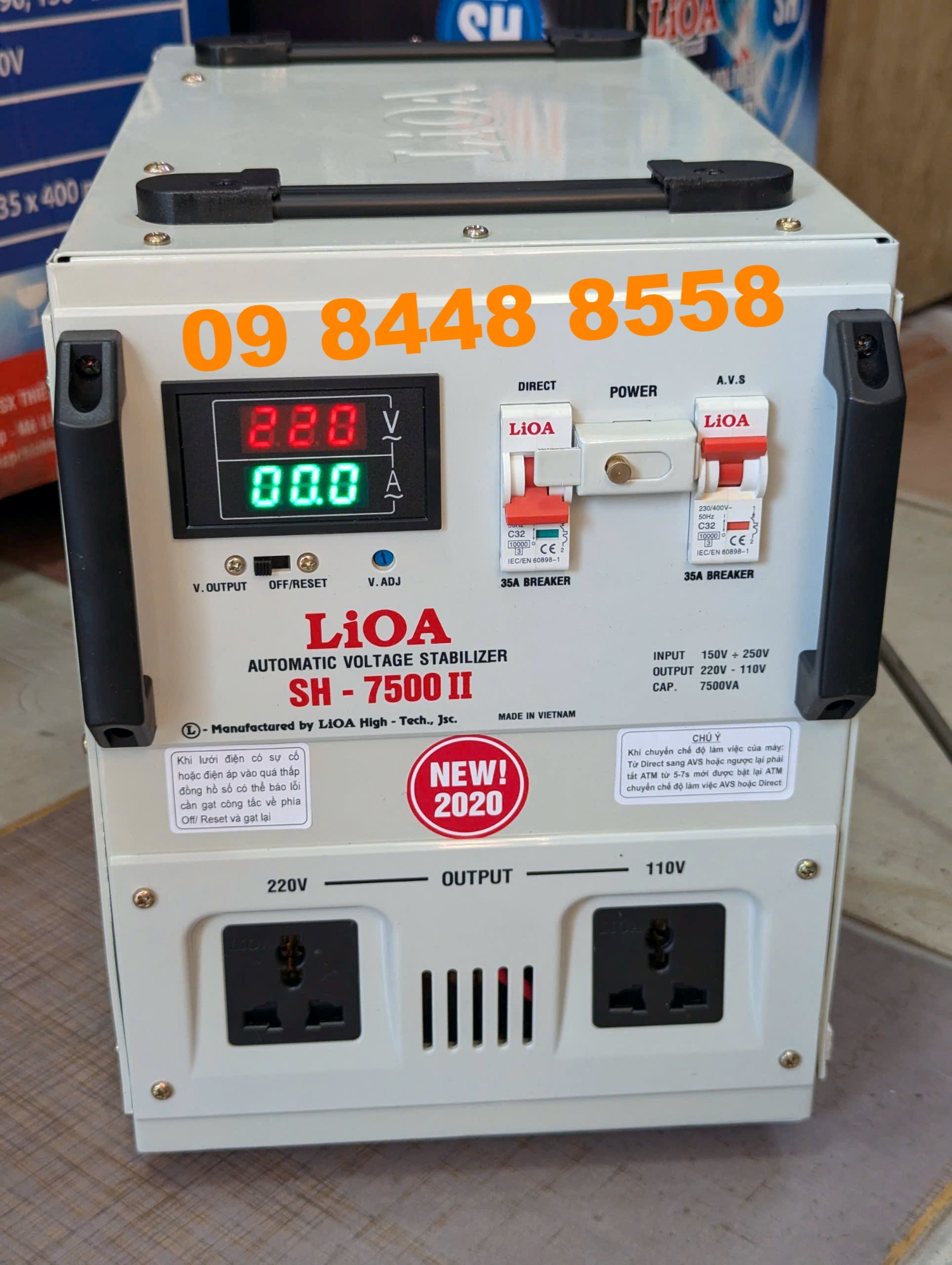 Ổn Áp LiOA 1 Pha SH-7500II 7,5kVA 7500VA. Điện Áp Vào 150V÷250V, Điện Áp Ra 220V÷110V