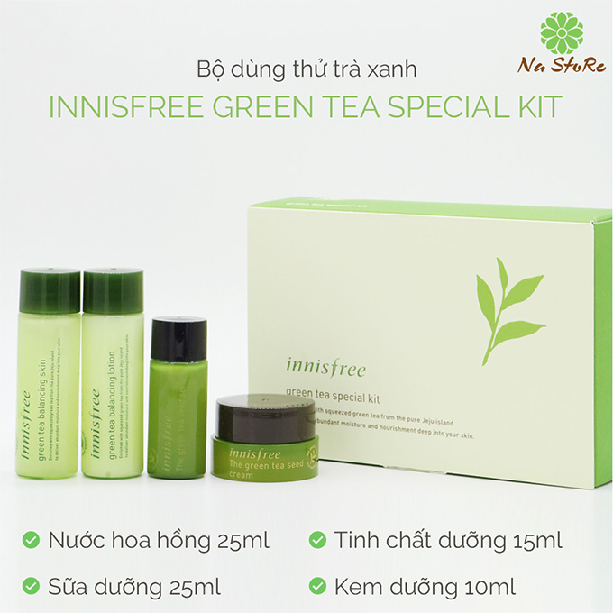 Bộ dùng thử  trà xanh Innisfree Green Tea Special Kit gồm 4 sản phẩm mini size