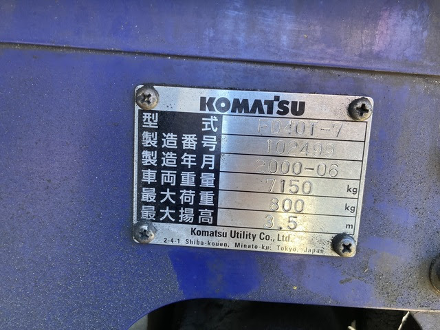 Xe nâng dầu Komatsu 4 tấn FD40T (102499), sản xuất năm 2000