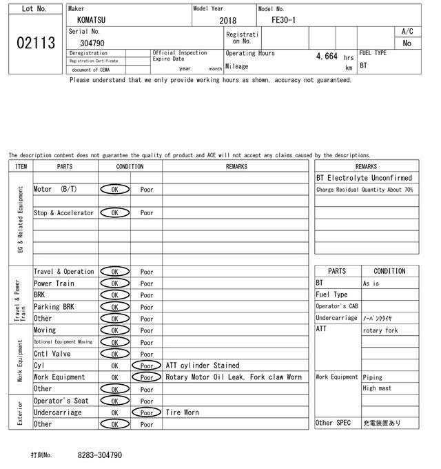 Xe nâng điện Komatsu 3.0T #304790