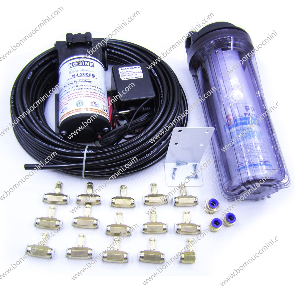 Trọn bộ hệ thống phun sương 15 béc | hệ thống phun sương giá rẻ