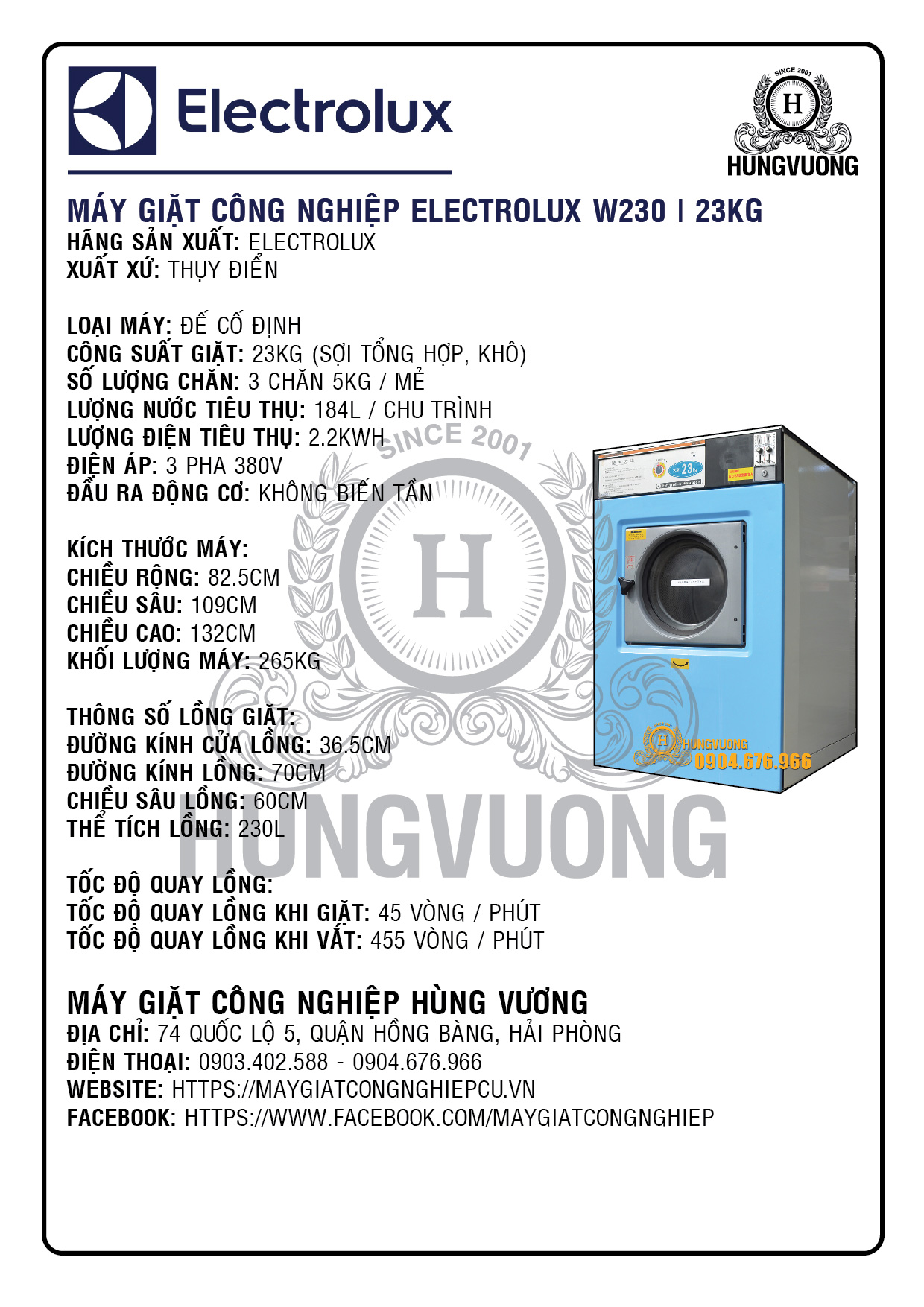 Máy giặt công nghiệp ELECTROLUX 23 kg cho nhà nghì, khách sạn vừa và nhỏ