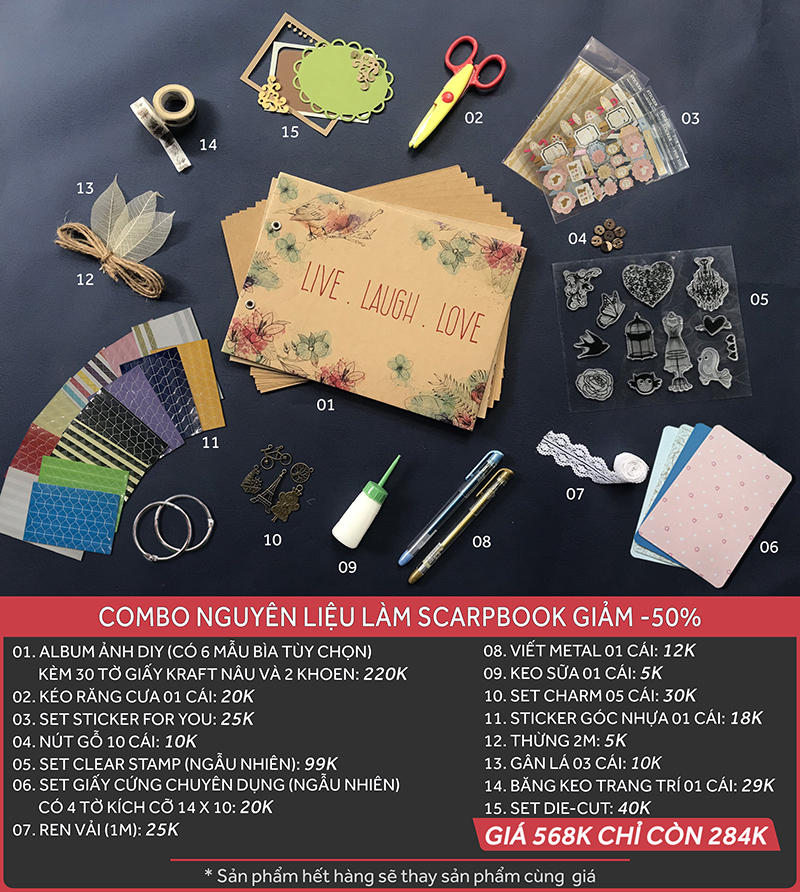 combo nguyên liệu làm scrapbook