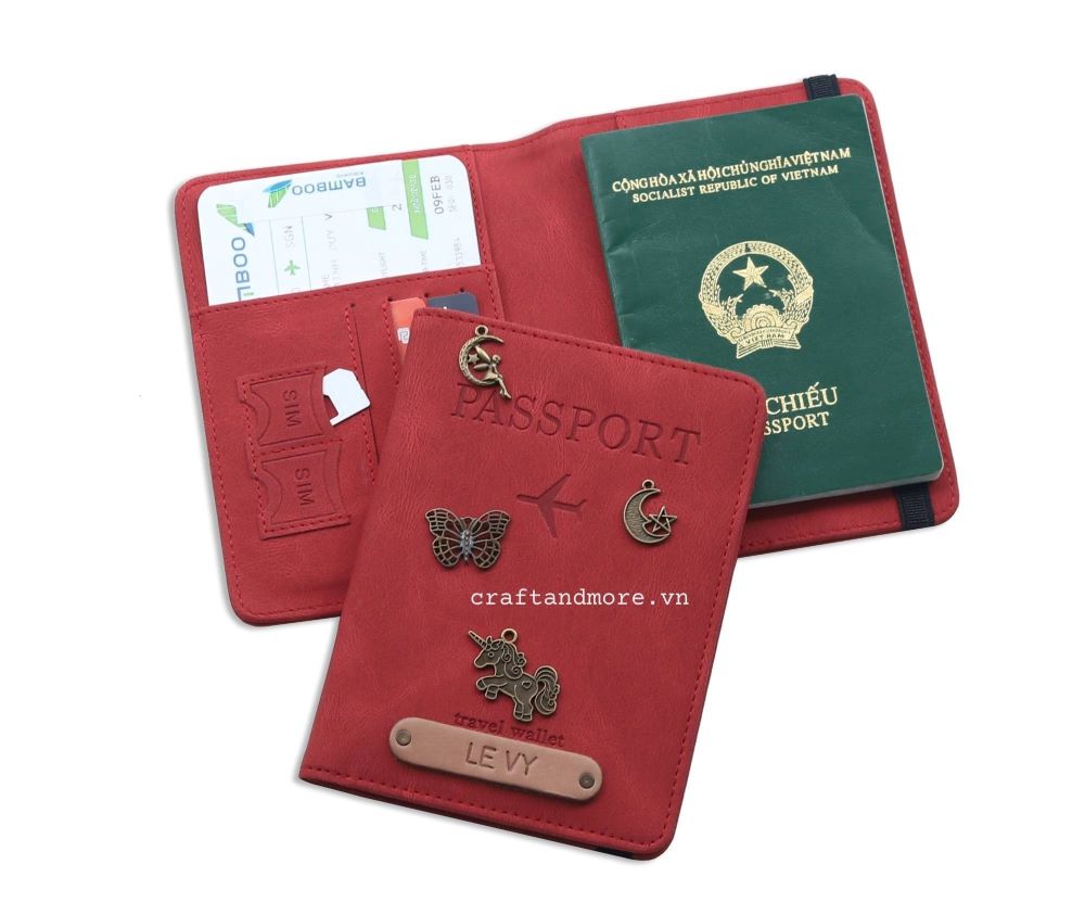 Passport case ví hộ chiếu màu đỏ