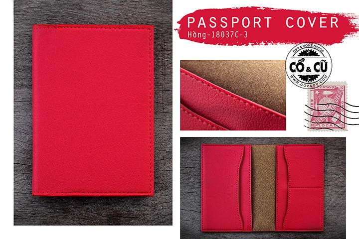 Chi tiết passport holder màu hồng