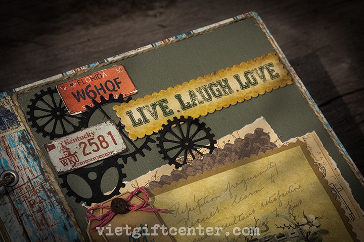 Scrapbook handmade LIVE.LAUGH.LOVE cổ điển lãng mạn