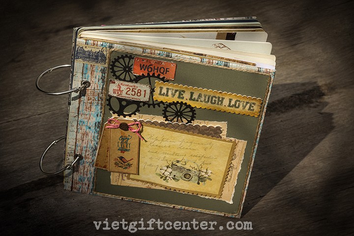 Scrapbook handmade LIVE.LAUGH.LOVE cổ điển lãng mạn