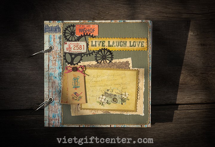 Scrapbook handmade LIVE.LAUGH.LOVE cổ điển lãng mạn