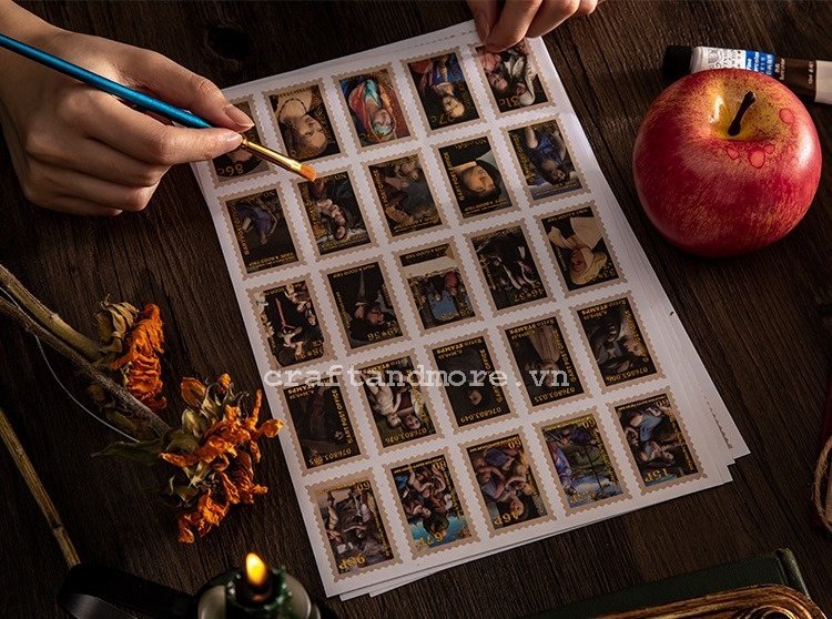 Sticker tem lớn nhũ vàng 1