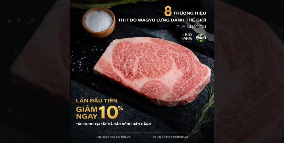 LẦN ĐẦU TIÊN, BIOFARM GIẢM 10% CÁC SẢN PHẨM THỊT BÒ WAGYU