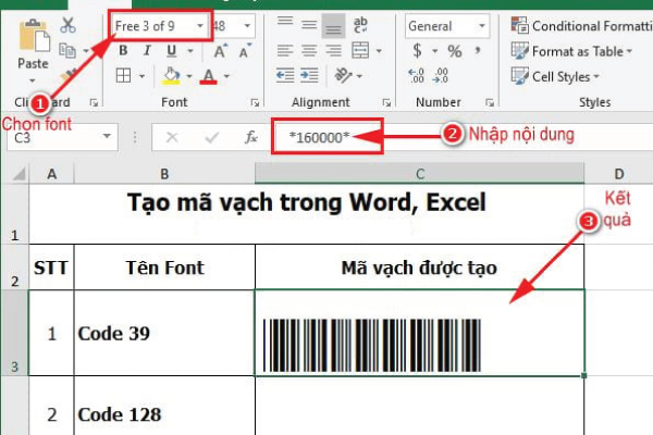 tạo mã vạch bằng excel tạo mã vạch bằng excel