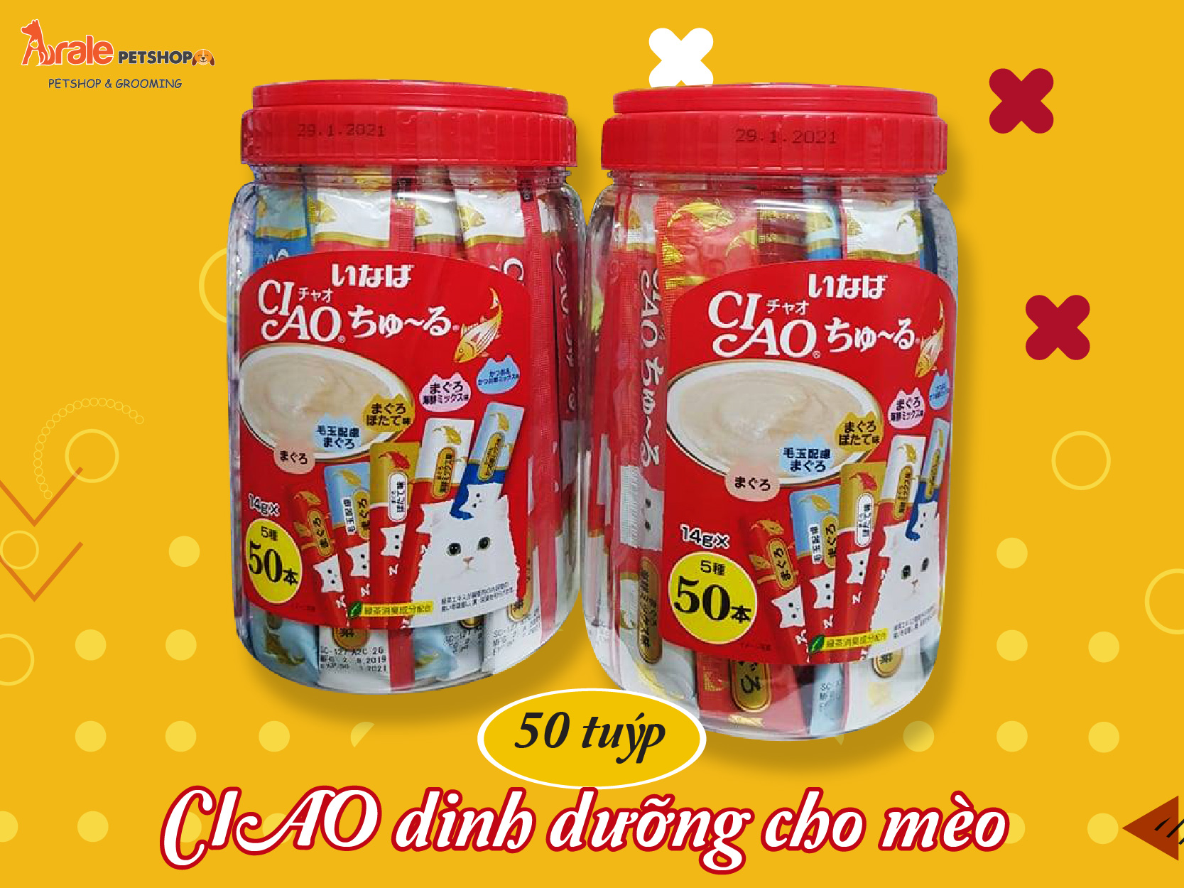 CIAO DINH DƯỠNG CHO MÈO 50 TUÝP bổ sung dinh dưỡng và đặc biệt là bổ sung lượng nước dồi dào giúp hạn chế tối đa các vấn đề liên quan các bệnh sỏi thận , tiết niệu