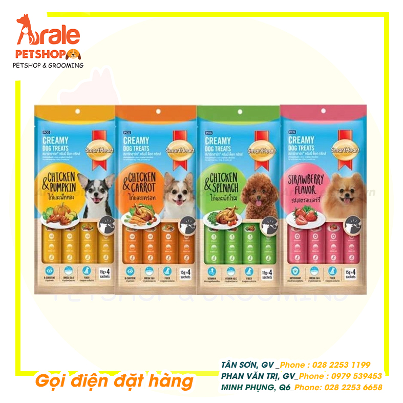 SÚP THƯỞNG SMARTHEART CREAMY DOG TREATS CHO CHÓ - GÓI 4 THANH