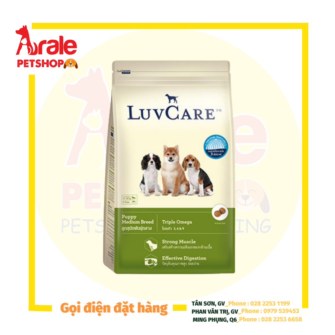 THỨC ĂN HẠT LUVCARE DƯỠNG LÔNG CHO CHÓ CON GIỐNG VỪA