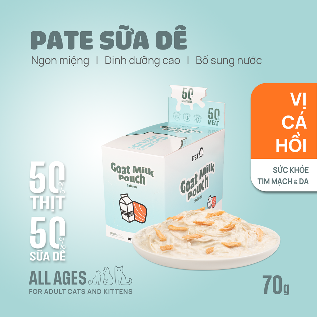 Pate Sữa Dê Cho Mèo PetQ ( Hộp 12 Gói)