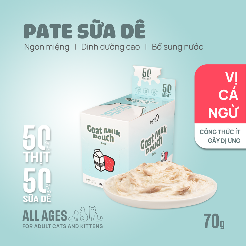 Pate Sữa Dê Cho Mèo PetQ ( Hộp 12 Gói)