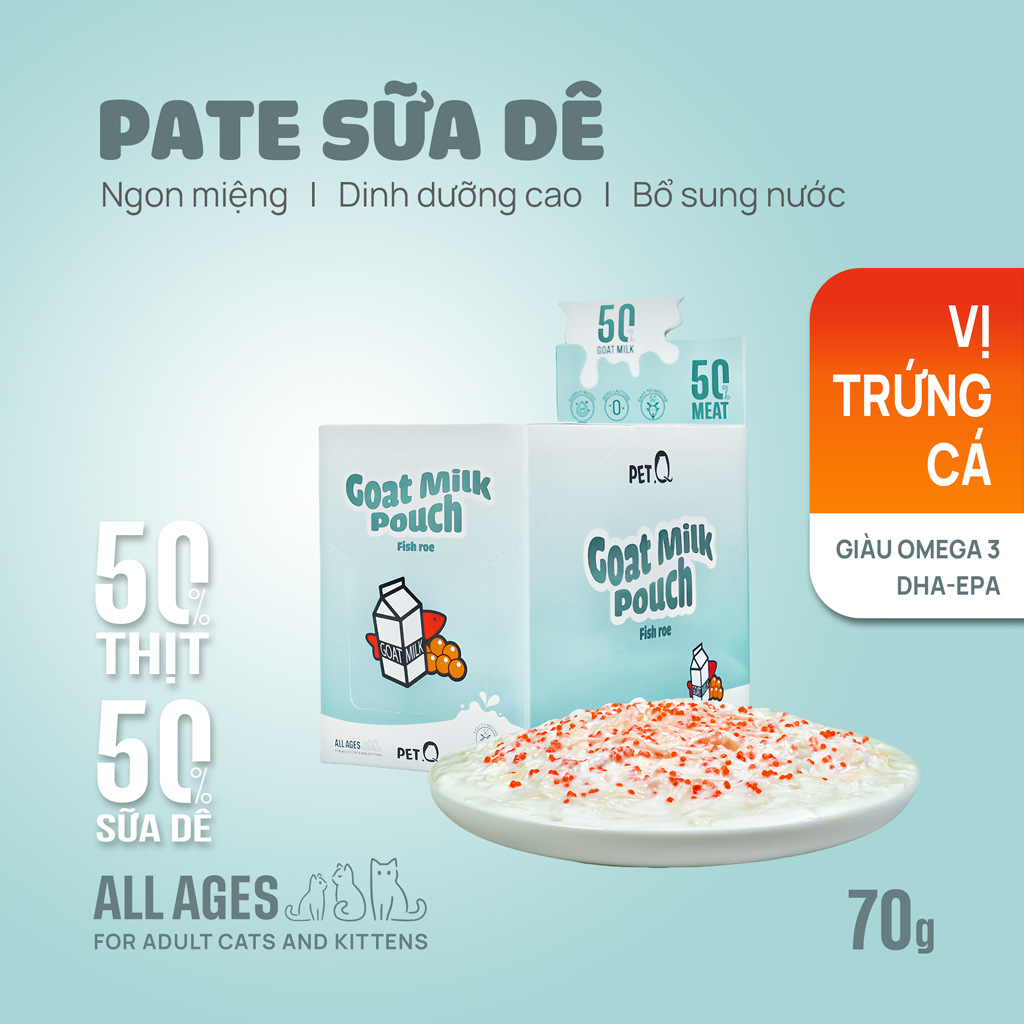 Pate Sữa Dê Cho Mèo PetQ ( Hộp 12 Gói)