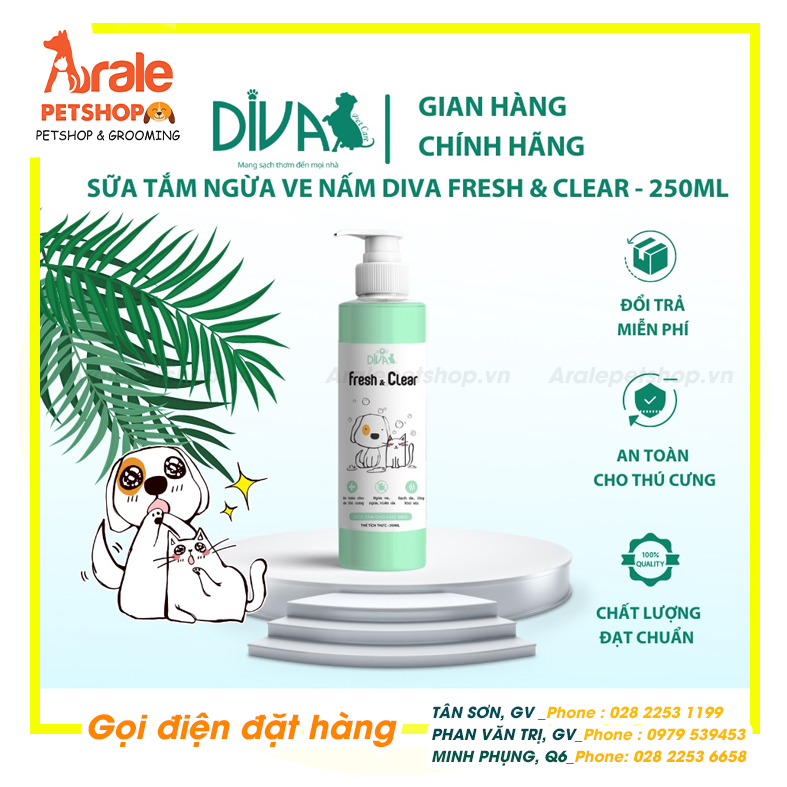 SỮA TẮM PHÒNG NGỪA VE NẤM DIVA FRESH & CLEAR 250ML