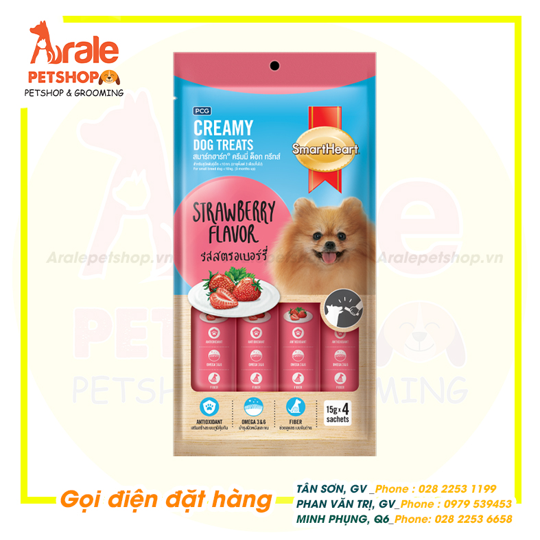 SÚP THƯỞNG SMARTHEART CREAMY DOG TREATS CHO CHÓ - GÓI 4 THANH