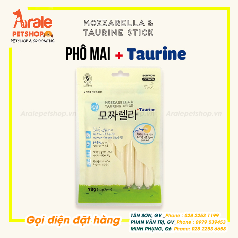 PHÔ MAI MOZZARELLA VÀ TAURINE CHO MÈO