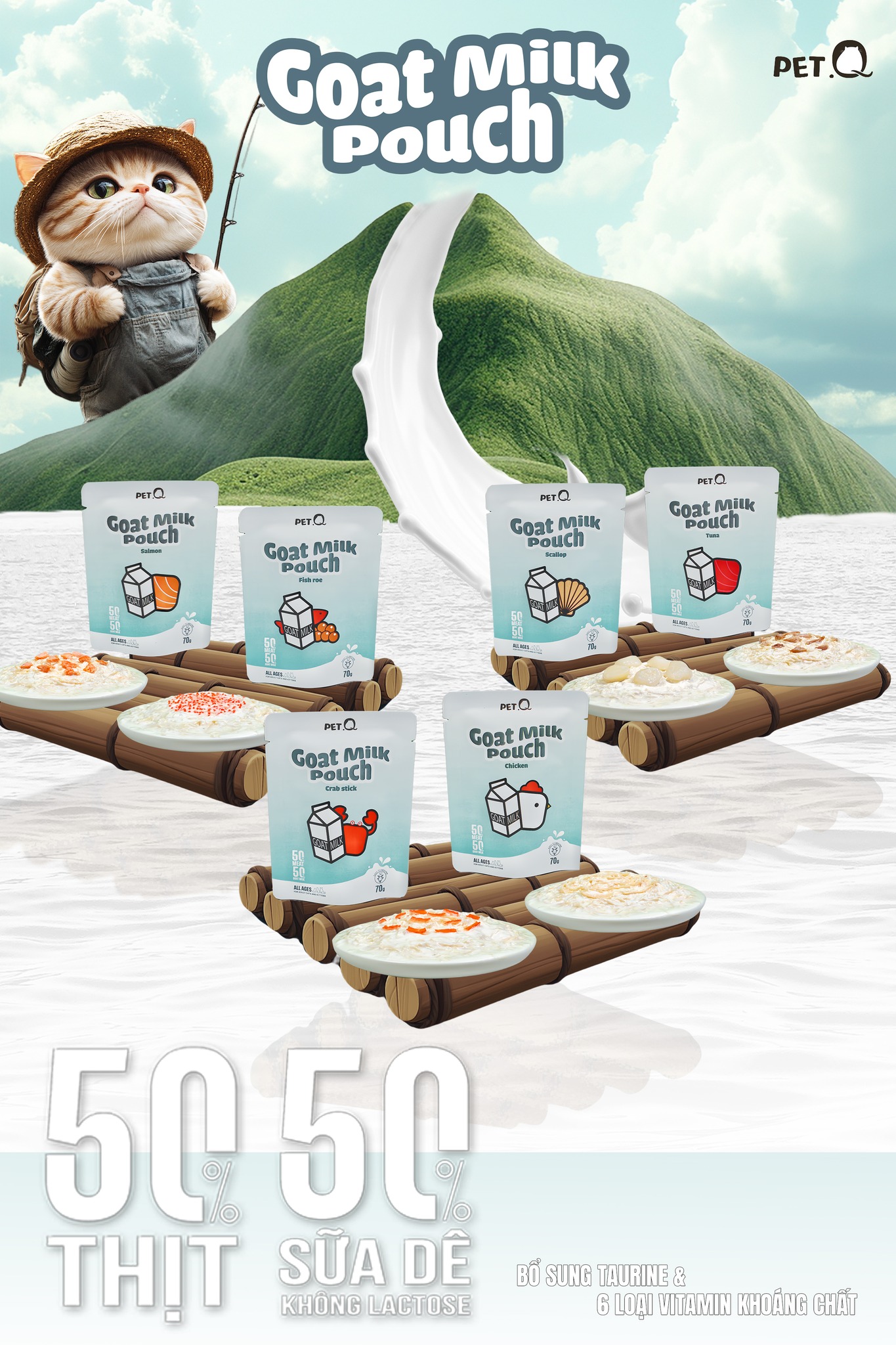 Pate Sữa Dê Cho Mèo PetQ ( Hộp 12 Gói)