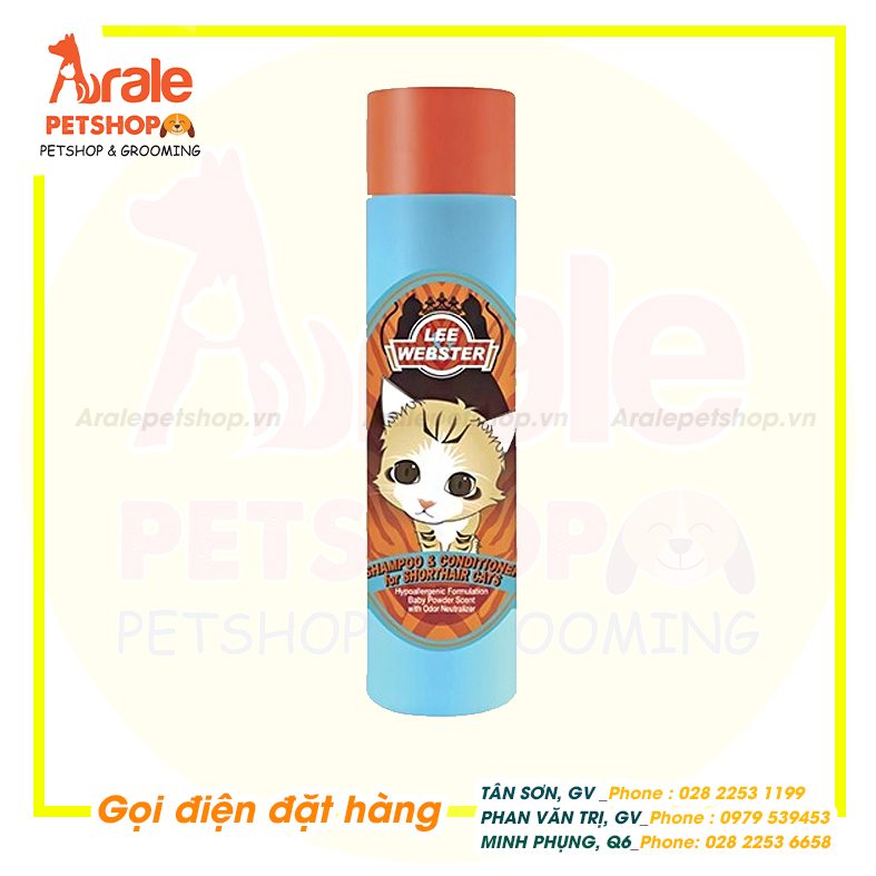 DẦU GỘI VÀ XẢ LEE WEBSTER CHO MÈO LÔNG NGẮN - 280Gr