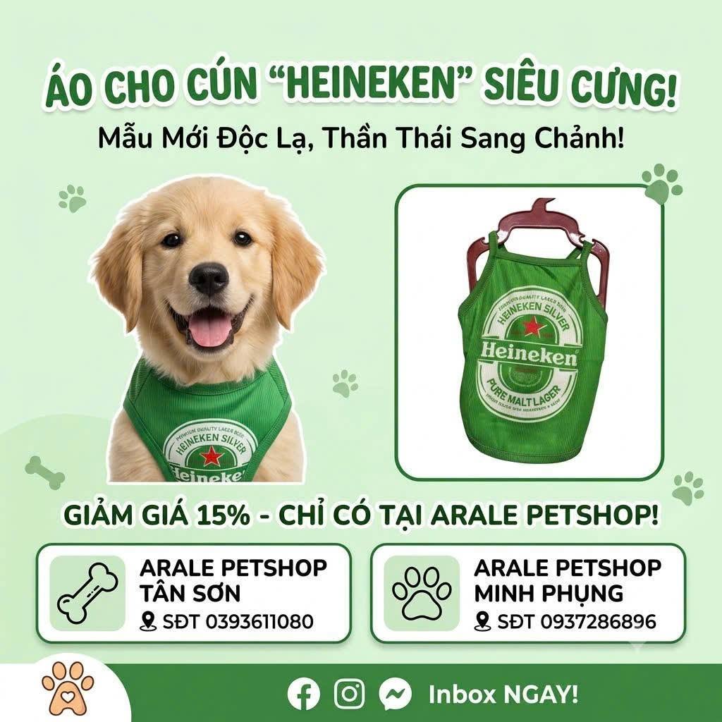 ÁO 2 DÂY HEINEKEN DÀNH CHO CHÓ MÈO
