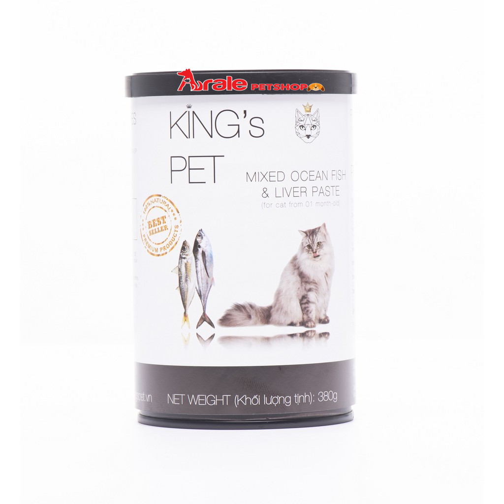 PATE LON KING PET CHO CHÓ MÈO - 2 VỊ GÀ, CÁ THƠM NGON - LON 380GR