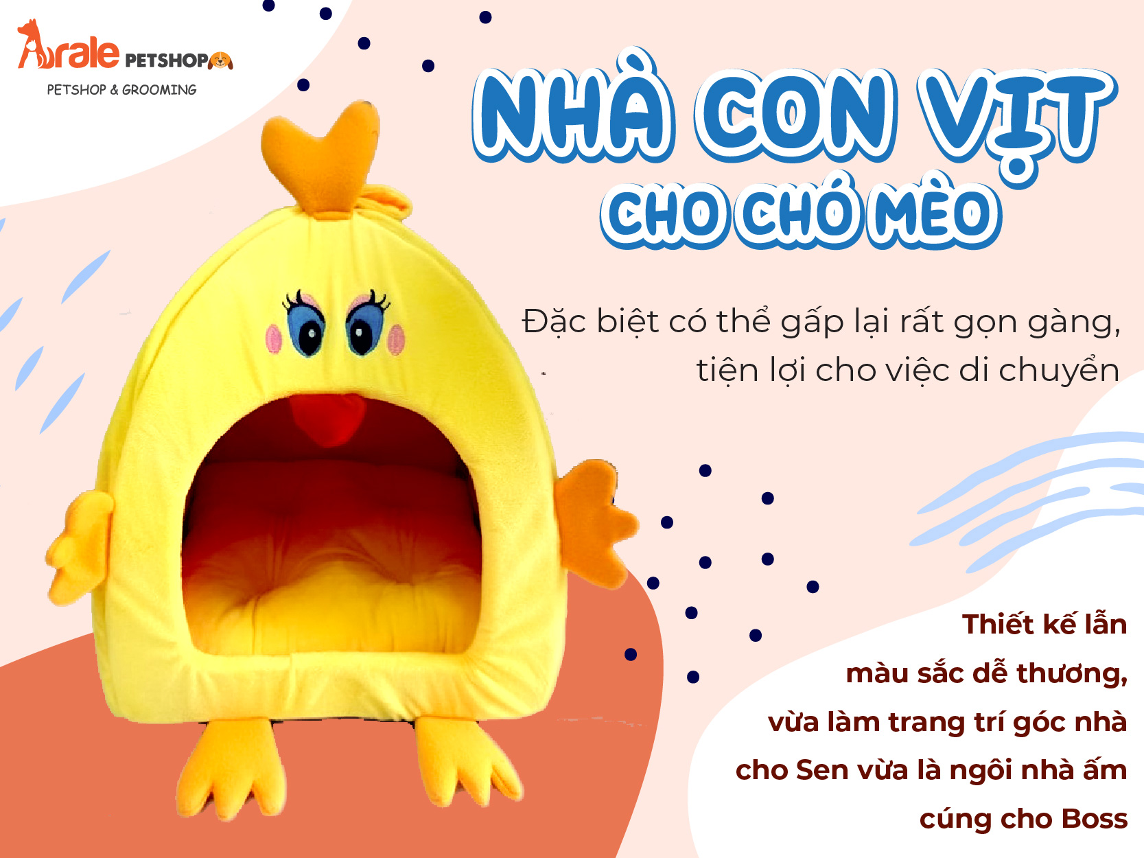 NHÀ CON VỊT CHO CHÓ MÈO