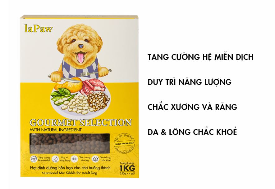 HẠT HỖN HỢP DINH DƯỠNG LAPAW CHO CHÓ TRƯỞNG THÀNH 1KG