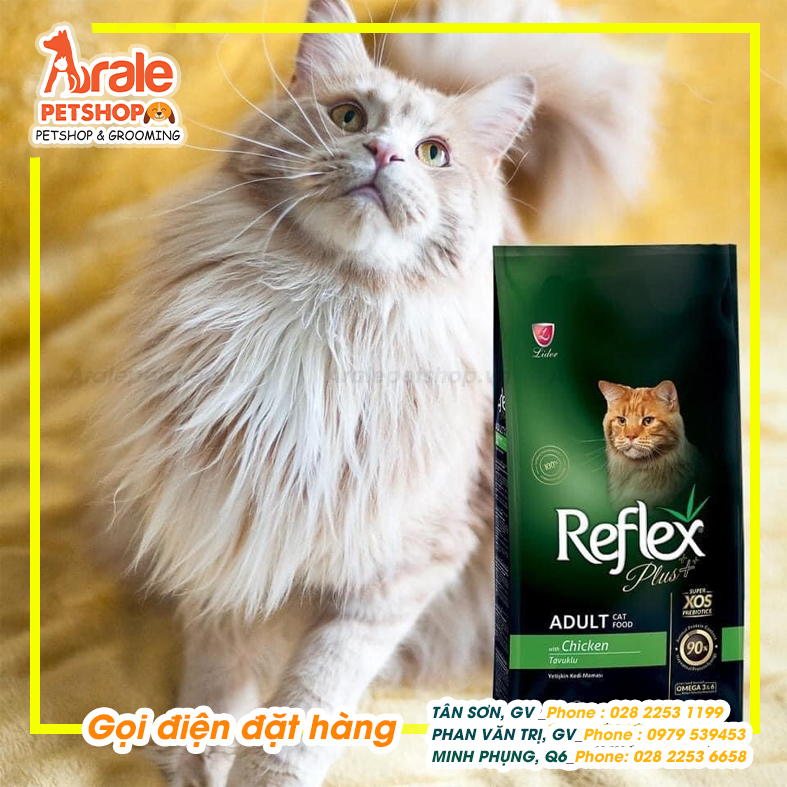 THỨC ĂN HẠT REFLEX CHO MÈO TRƯỞNG THÀNH - GÀ - 1,5KG