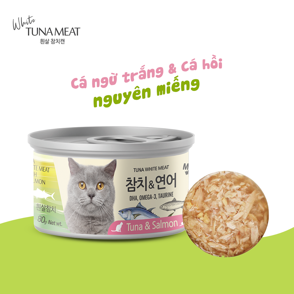 PATE MEOWOW CHO MÈO sử dụng thịt cá ngừ trắng đóng hộp Tuna White Meat bổ sung những vitamin và khoáng chất thiết yếu mà bữa ăn hằng ngày có thể bị thiếu hụt. Sản phẩm hỗ trợ chăm sóc lông bóng mượt, giúp sáng mắt, giảm đổ ghèn, tăng cường trí não