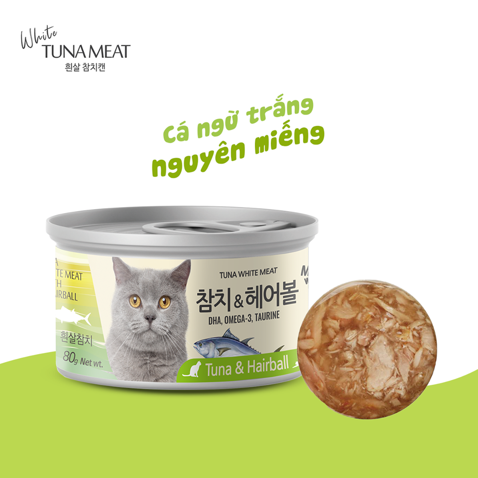 PATE MEOWOW CHO MÈO sử dụng thịt cá ngừ trắng đóng hộp Tuna White Meat bổ sung những vitamin và khoáng chất thiết yếu mà bữa ăn hằng ngày có thể bị thiếu hụt. Sản phẩm hỗ trợ chăm sóc lông bóng mượt, giúp sáng mắt, giảm đổ ghèn, tăng cường trí não