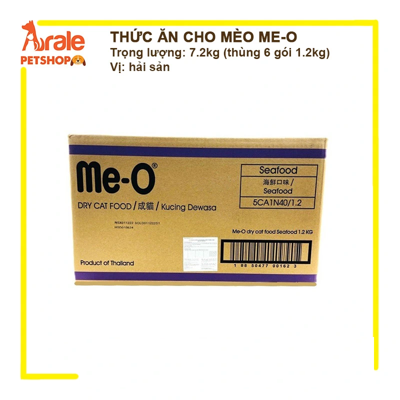 THỨC ĂN HẠT ME-O CHO MÈO VỊ HẢI SẢN THÙNG 7.2KG