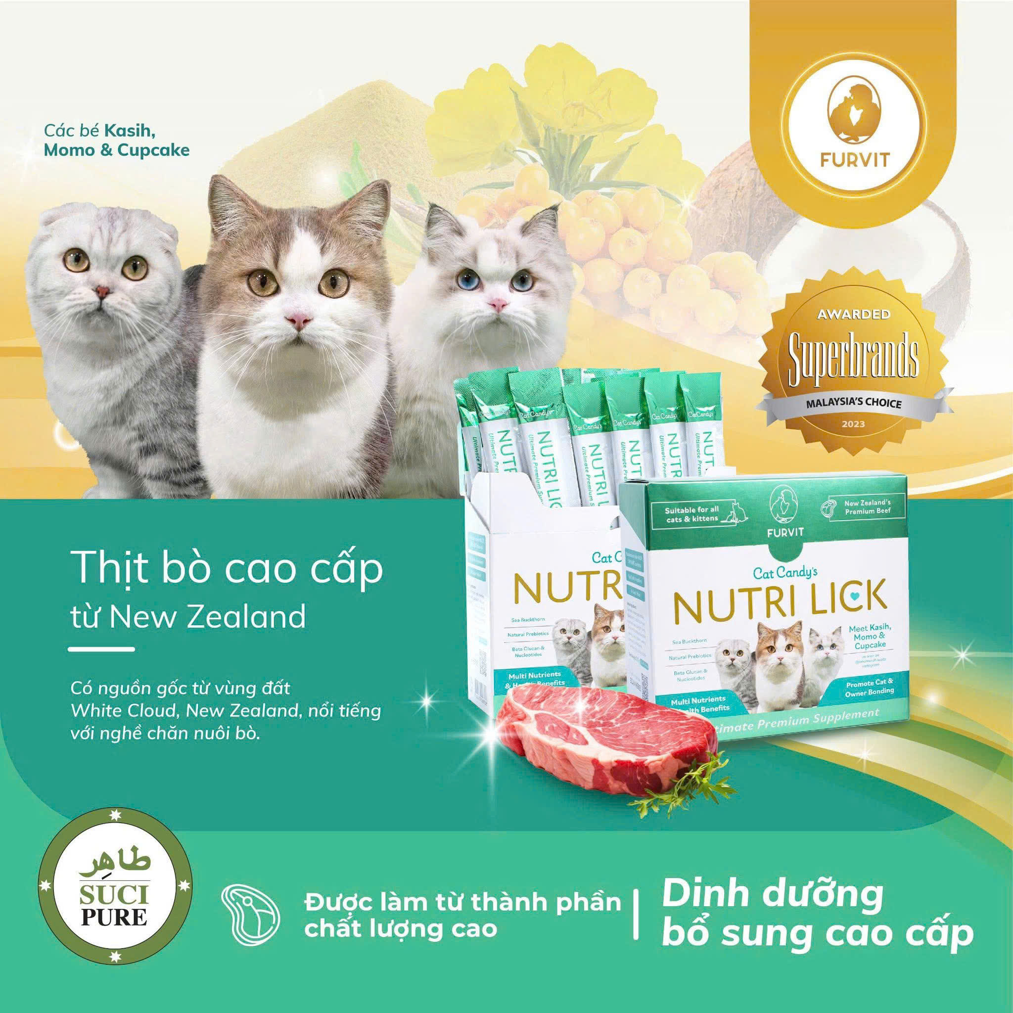 CAT CANDY'S NUTRI LICK – GEL DINH DƯỠNG BỔ SUNG CAO CẤP CHO MÈO