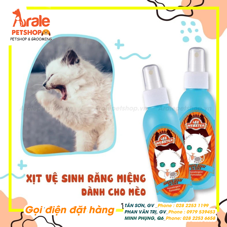 XỊT VỆ SINH RĂNG MIỆNG CHO MÈO LEE&WEBSTER - 130ML