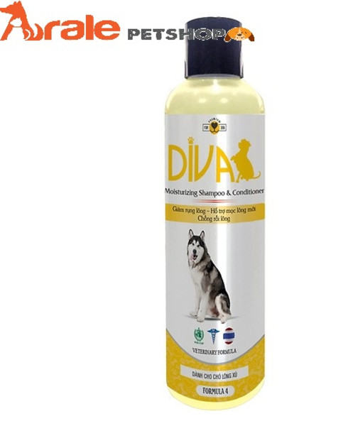 SỮA TẮM DƯỠNG LÔNG, GIẢM RỤNG LÔNG DIVA VÀNG CHO CHÓ MÈO